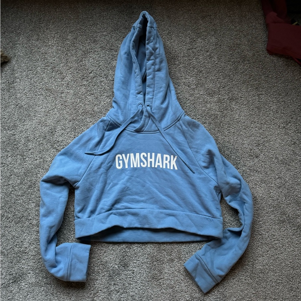 Gymshark Blue Cropped Long Sleeve Hoodie